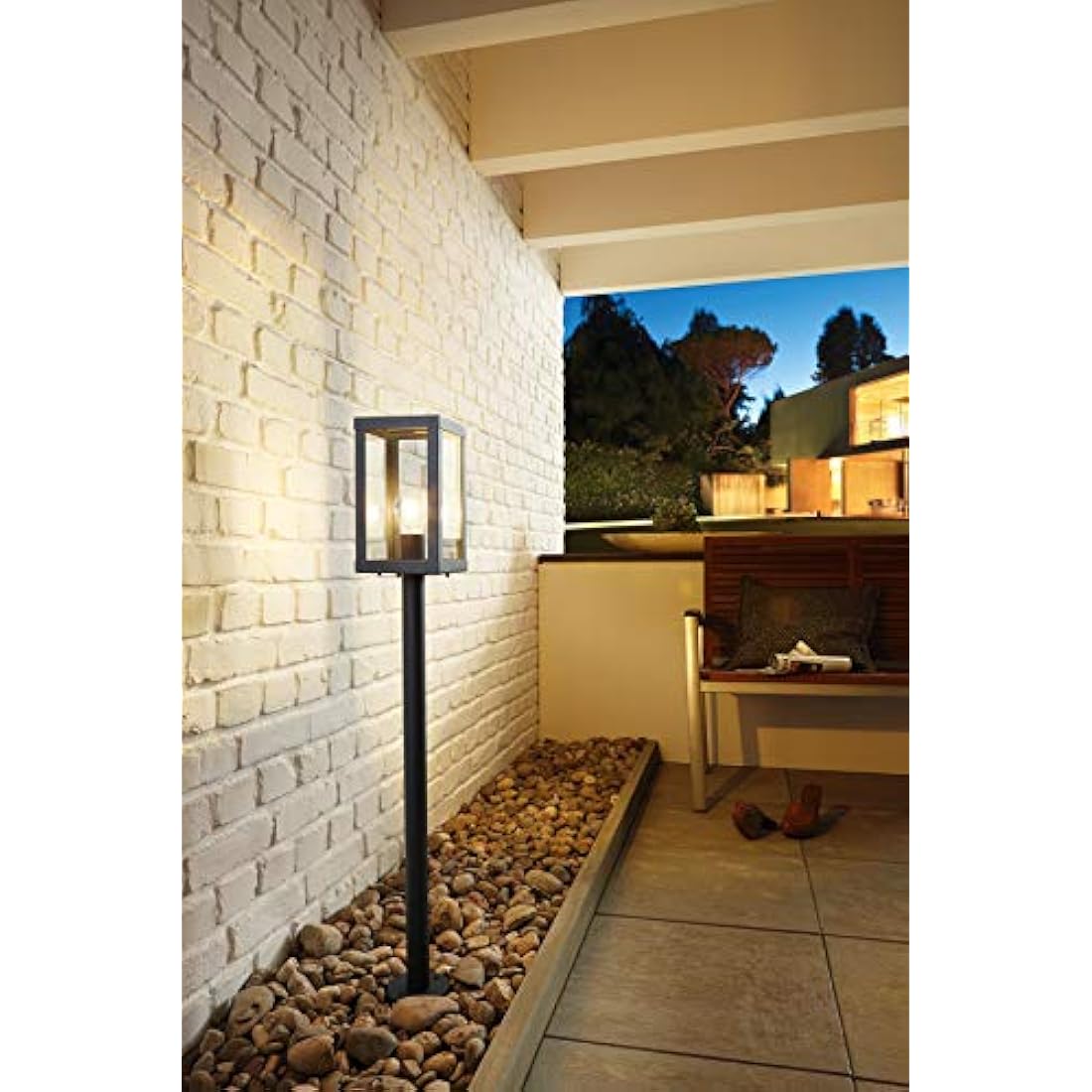 Eglo Alamonte 1 Outdoor Lamppost, Black Glavanized Steel and Clear Glass Driveway Light, Electric Garden Lighting, E27 Socket, IP44