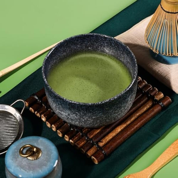 DiDiBirDi Matcha Tea Set 9 Pcs，Japanese Ceramic Bowl，Matcha Whisk (Chasen), Scoop (Chashaku), Stainless Steel Sifter，Whisk Holder,Tea Powder Caddy