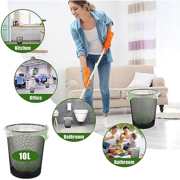 100 x 10 Liter Green Bin Bags, 18.9 * 23.2in Portable Food Waste Bag Small Kitchen Bin Liners Food Caddy Bag with Handle for Office Bathroom Kitchen Garbage