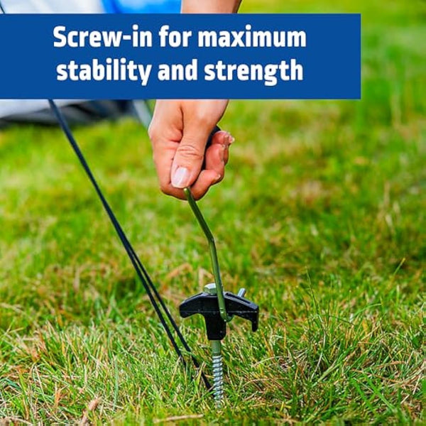 Blue Diamond Heavy Duty Screw Tent Pegs - Pack of 20 | Hard Ground Tent Pegs, Camping Pegs | Rustproof Galvanized Steel (Carry Case)