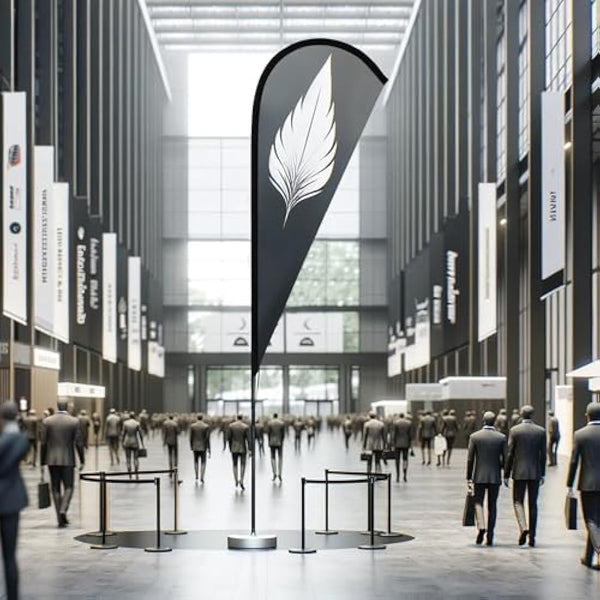 Anley Teardrop Feather Flagpole Set - Assembled Flutter Banner Pole Set with Carrying Bag - Fits 3.5Ft X 10Ft Feather Flags(Not Included) - Flagpole ONLY