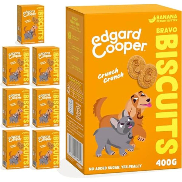 Edgard Cooper Natural Dog Treats - Banana Bravo Biscuits - (7 x 400g box), Grain Free, Plant-based Dog Treats, training treats packed with fresh fruit