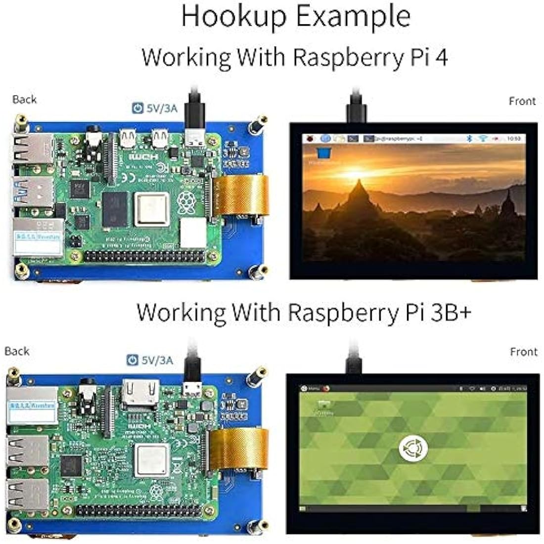 4.3inch DSI LCD Capacitive Touch Screen Display 800×480 Resolution IPS Wide Angle Monitor for Raspberry Pi 4B/3B+/3A+/3B/2B/B+/A+, Supports Ubuntu/Kali / WIN10 IoT
