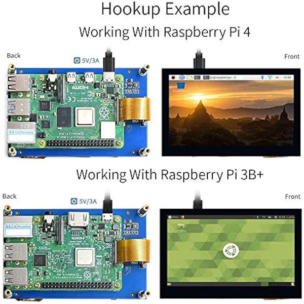 4.3inch DSI LCD Capacitive Touch Screen Display 800×480 Resolution IPS Wide Angle Monitor for Raspberry Pi 4B/3B+/3A+/3B/2B/B+/A+, Supports Ubuntu/Kali / WIN10 IoT