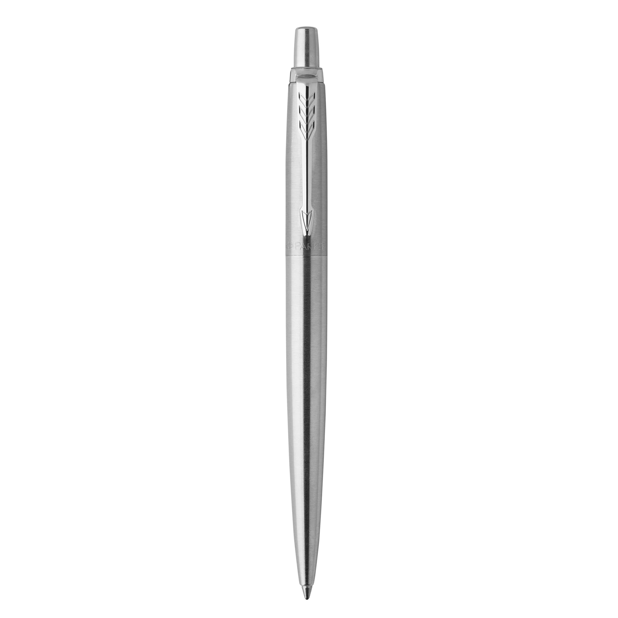 Parker Jotter Ballpoint Pen | Stainless Steel with Chrome Trim | Medium Point | Handwriting Pens & Stationery Supplies | Blue Ink | Gift Box