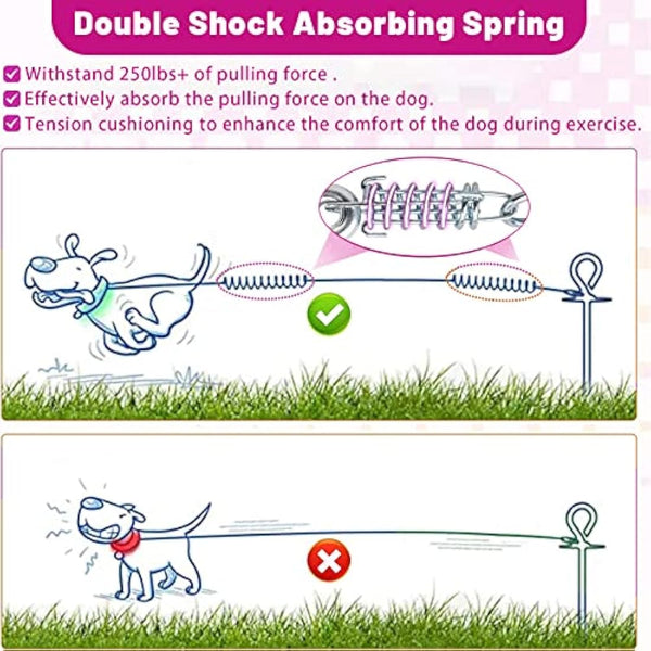 HaiYUAN Dog Tie Out Cable 10/15/20/25/30FT Dog Run Cable Rosy Pink/Blue/Purple/Silver/Red/Green/YellowTie Out Cable for Large Dogs Heavy Duty for Outside Hold Large Dogs Up to 250LBS