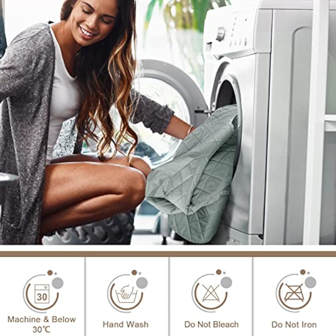 TAOCOCO Sofa Covers 100% Waterproof Sofa Slipcovers 3 Seater,Non Slip Cover for Kids/Dogs/Pets,Washable Sofa Protector with Elastic Strap(Mint Green,UPDATE of Cloth)