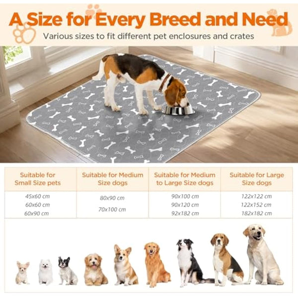 Baodan Puppy Pads Washable, 2 Pack Reusable Puppy Training Pads, Super Absorbent Waterproof Dog Mat Pee Pads for Dogs, Fast Drying Training Pads for Home, Car, Travel - 152x122 cm