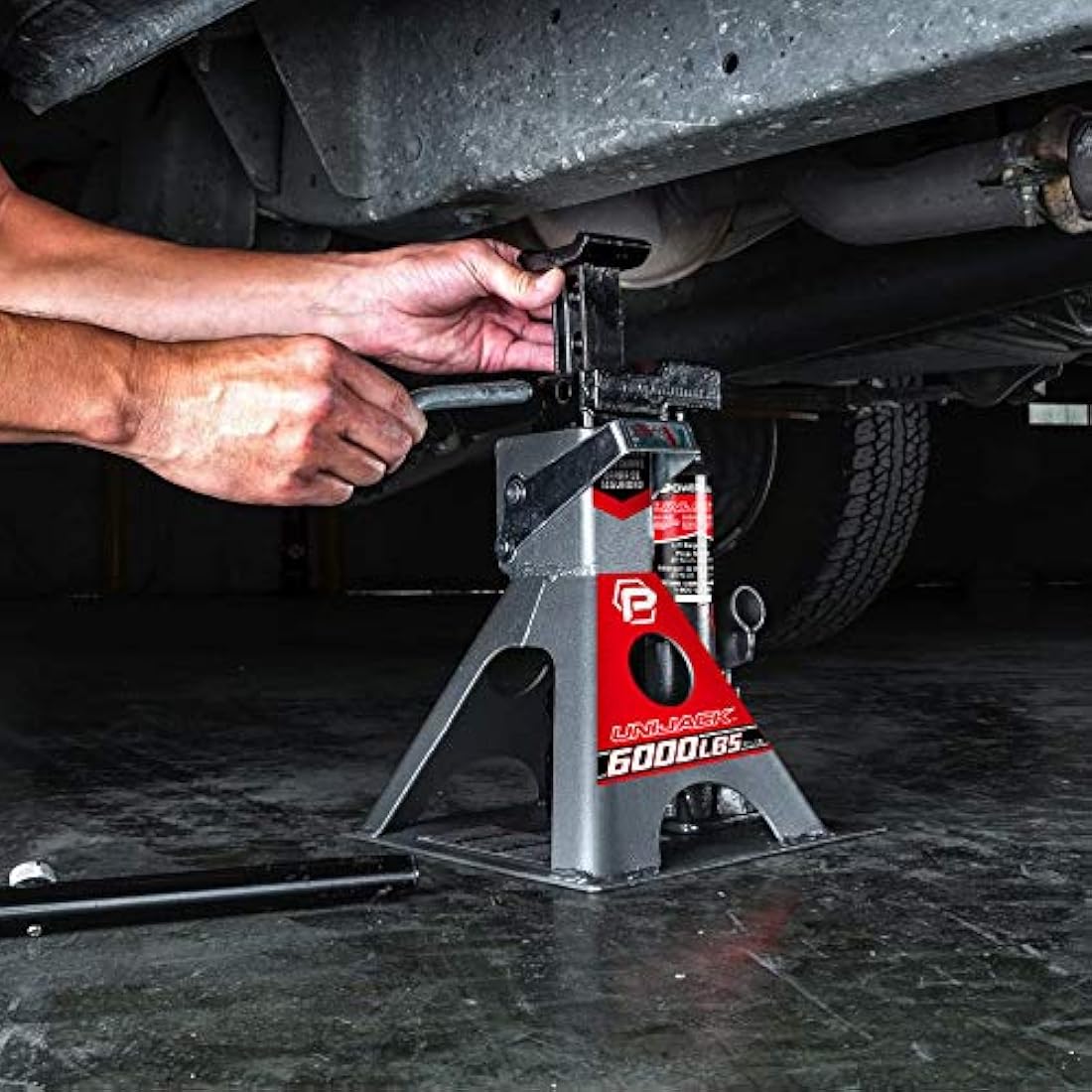 Powerbuilt 620471 3 Ton All-in-One Hydraulic Bottle Jack and Jackstand in One Unit,Compact,Wide Base, Eliminates Jackstands, for Unibody, Trucks, SUVs, RVs,Cars,Trailers,ASME,Black,11-21 Inch
