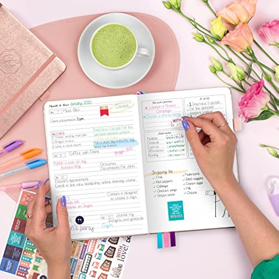 GoGirl Planner and Organizer for Women – A5 Weekly Agenda, Goals Journal to Improve Time Management & Productivity (Rose Gold)