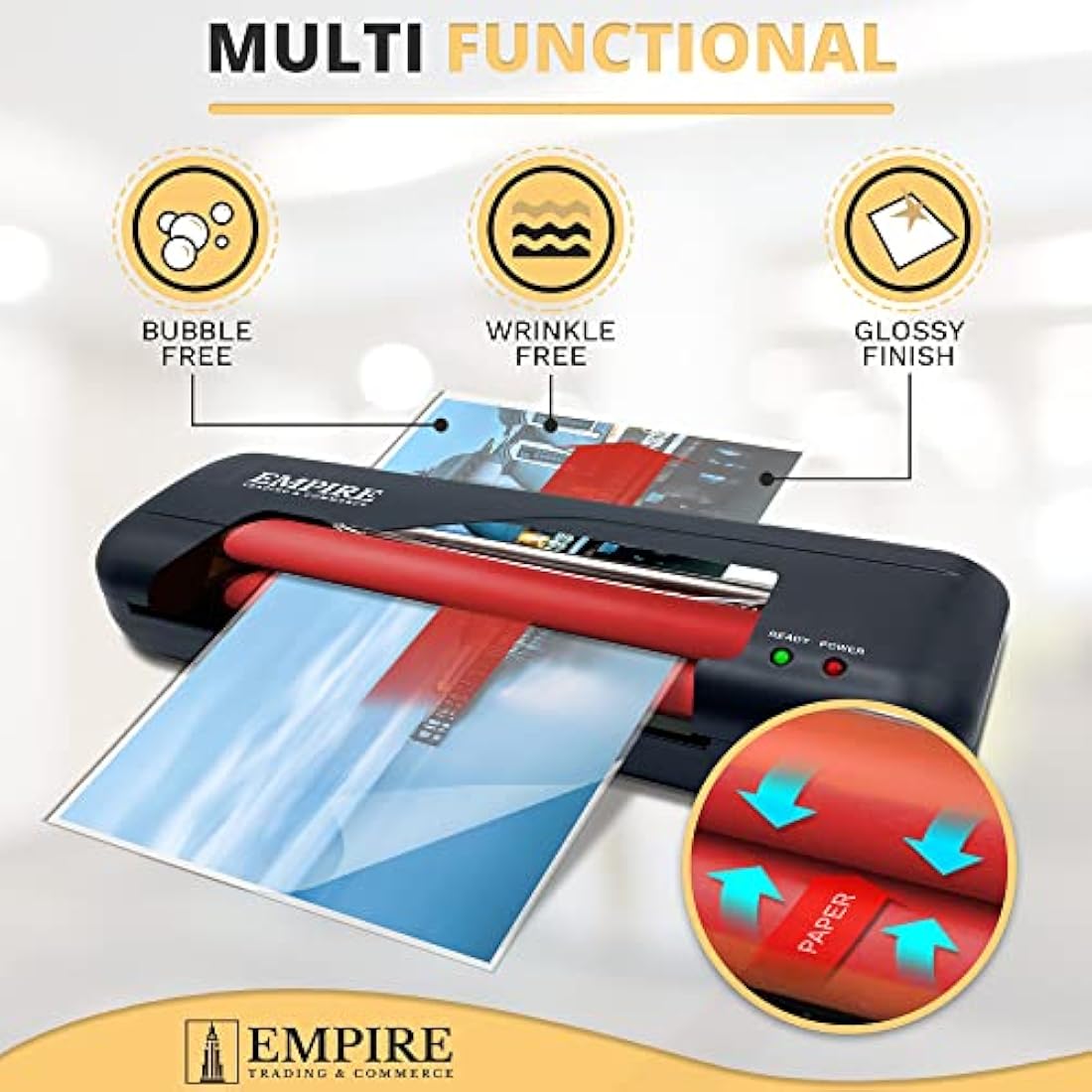 Empire Laminator, Laminating Machine with 5 Pouches, Hot and Cold Machine, A4 Thermal Laminator for Home, School and Office Use