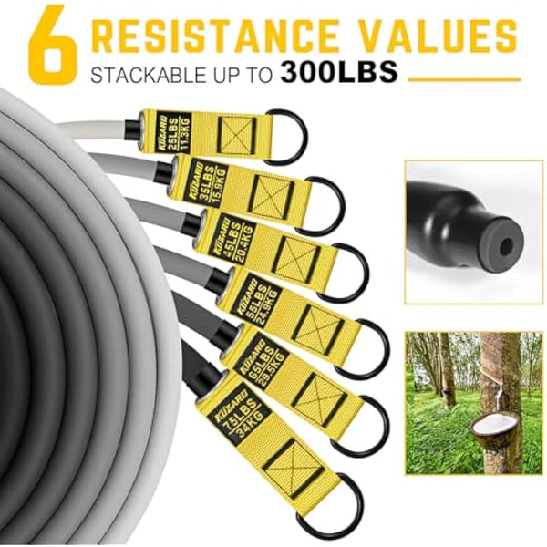 300lbs Heavy Resistance Bands Set for Men - 6 Levels with Handles, Door Anchor, Ankle Straps - Home Gym Equipment for Strength Training, Physical Therapy, Muscle Building, Yoga, Stretching