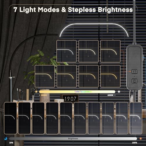 Lmaqfum Lash Light for Eyelash Extensions, 2 in 1 Half Moon Lamp with Phone Holder & 50cm Swing Arm, 7 Colours & Stepless Dimming, Esthetician Light with Wheel Stand for Eyelash Extension