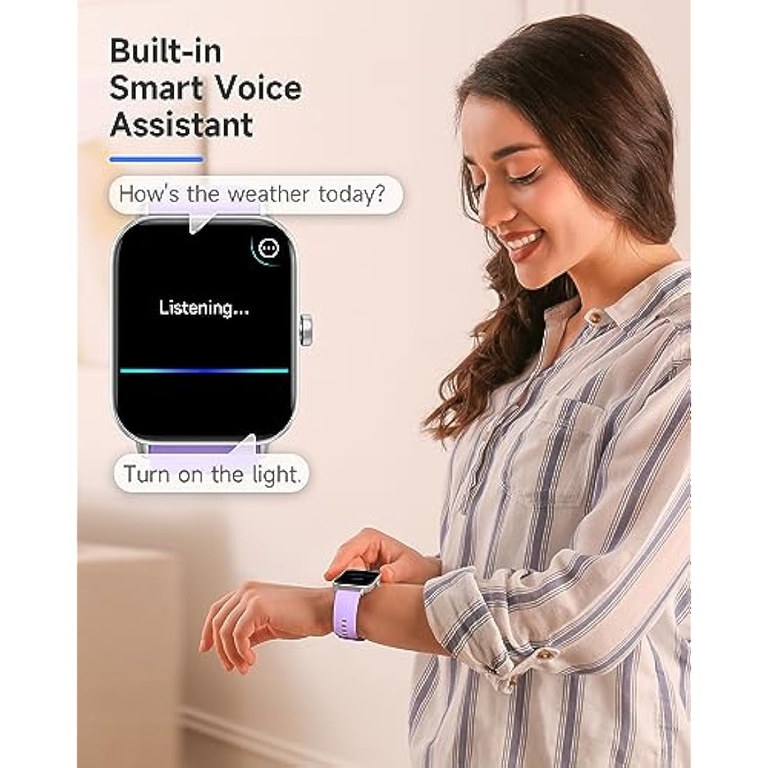 TOOBUR Smart Watch for Women Alexa Built-in, IP68 Waterproof Swimming, 1.8" Fitness Watch with Answer&Make Call/Heart Rate/Step Counter/Sleep Tracker/100 Sports, Compatible Android iOS