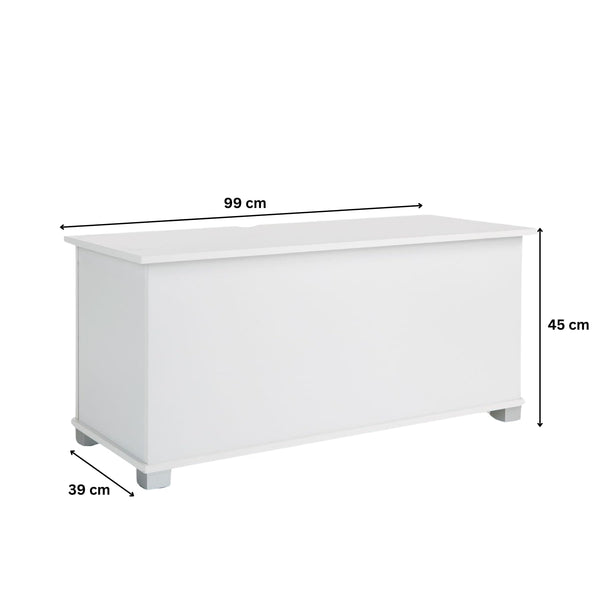Home Source Ottoman Storage Toy Chest Bedding Blanket Box, White, 99cm
