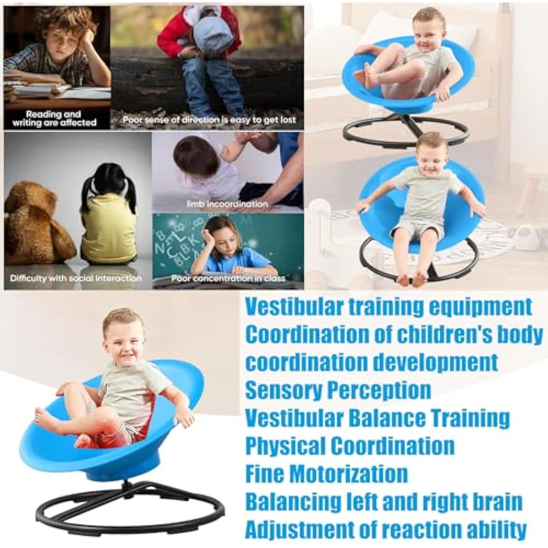 Large Sensory Spinning Chair for Autism,65cm Completely Wrapped 360° Swivel Chair for Kids,Autism Sensory Equipment Comfortable to Lie Down sit and Spin,Training Body Science Toy