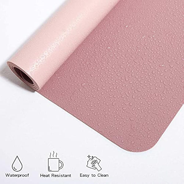 DOBAOJIA Desk Pad XX-Large, Desk Mat, Desk Blotter, Laptop Pad, Extended Mouse Mat, Mouse Pad XXL, Writing Pad for Office/Home, Dual-Side Use PU Leather Waterproof 35.4" X 16.9"(Dark Pink/Pink)