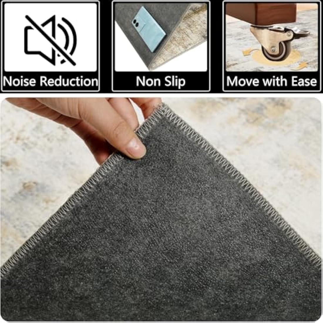 Famibay Office Chair Mat for Hard Floors 120x150cm Office Chair Floor Protector Mat Compture Desk Chair Mat Large Beige Brown Chair Mat for Hard Wooden Tile Floors Anti Skidding Washable