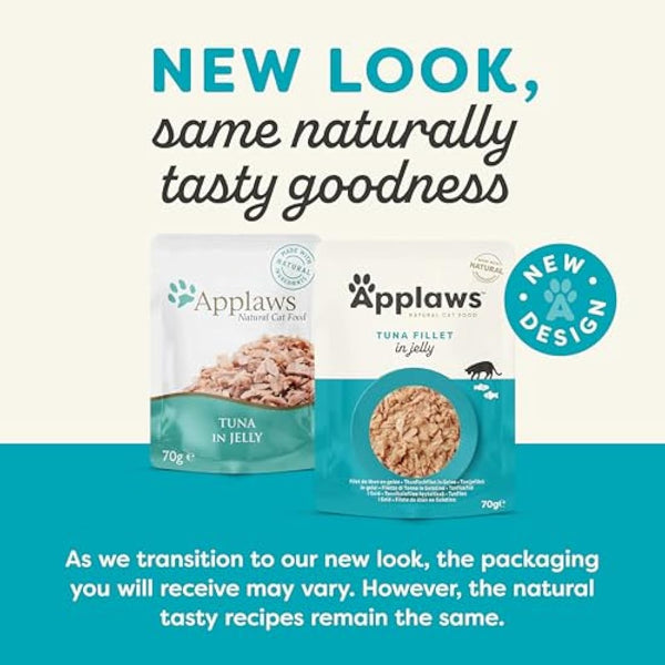 Applaws Natural Wet Cat Food, Tender Tuna in Jelly 70 g pouch (Pack of 16)