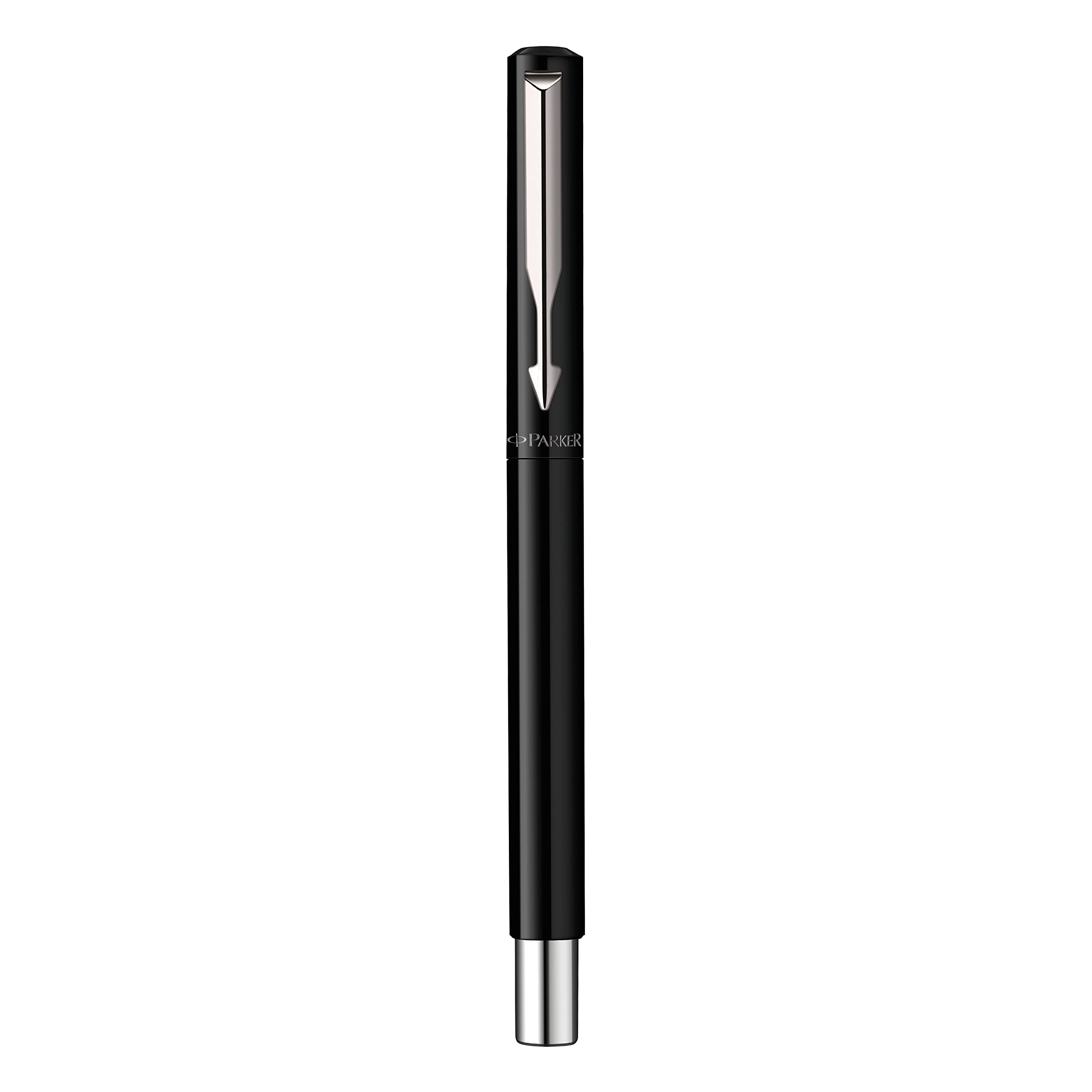 Parker Vector Fountain Pen | Black with Chrome Trim | Medium Nib | Blue Ink | Hangtab