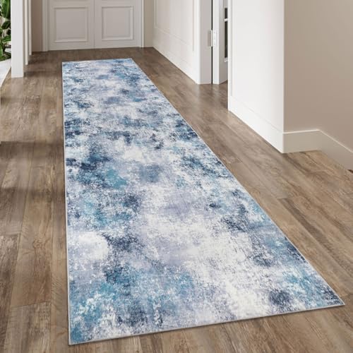 Homcomodar Abstract Hallway Rugs 80x300cm Modern Kitchen Rug Runner Washable Floor Carpet Runner Faux Woolen Throw Rugs bedroom Rug for Laundry