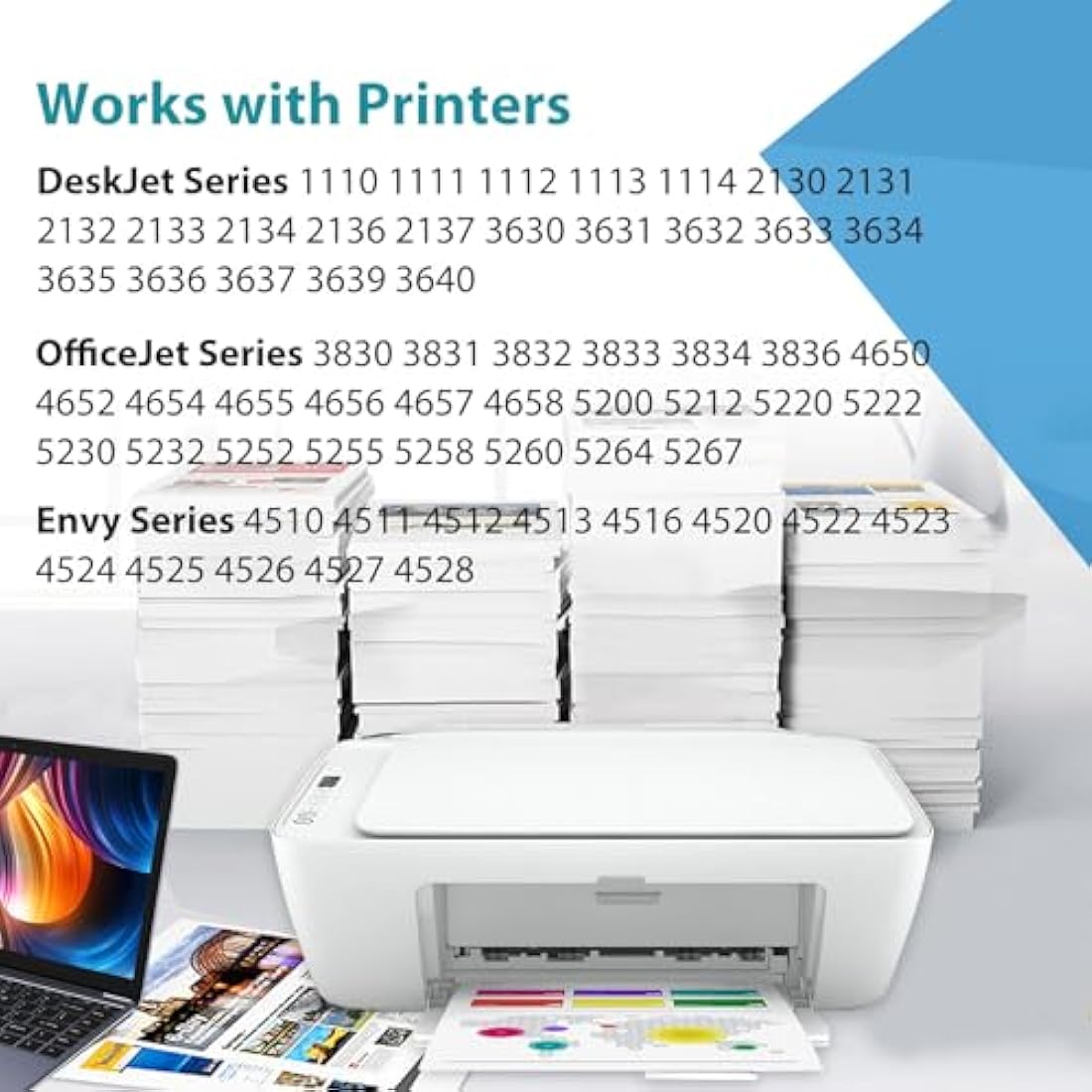 63XL Ink Cartridges for HP 63 XL Black Color Combo 3-Pack Replacement for HP63 HP63XL for 3830 4520 5258 3630 4650 5255 4652 4655 5200 4512 3632 5252 2132 1112 3631 2130 4510 4654 3634 3833 Printer