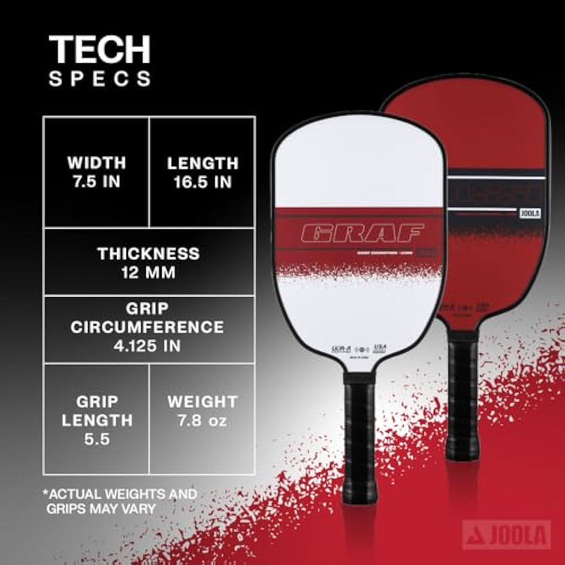 JOOLA Champion 12mm Pickleball Single Paddle or Set - Agassi Shape w/Extended Sweet Spot - Sandblasted Surface Increases Spin & Control - UPA-A Certified - USAP Approved - NFC Chip Enabled