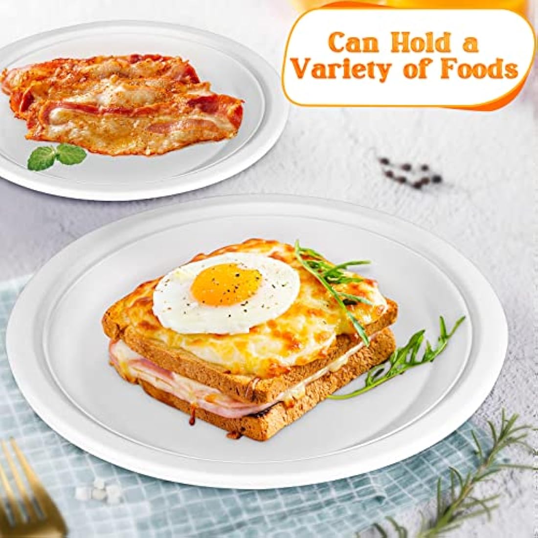 greensight 150 Pack Disposable Paper Plates 10 inch - Eco-Friendly, Sugarcane Strong Large White Plates 100% Biodegradable and Compostable Rigid Dishes for Party BBQ Picnic