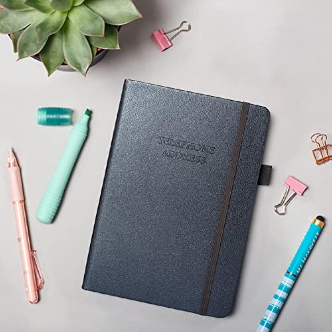 Legend Planner Address Book with Alphabetical Tabs –Telephone Contacts Book for Phone Numbers, Addresses, Passwords, Medium (Mystic Grey)