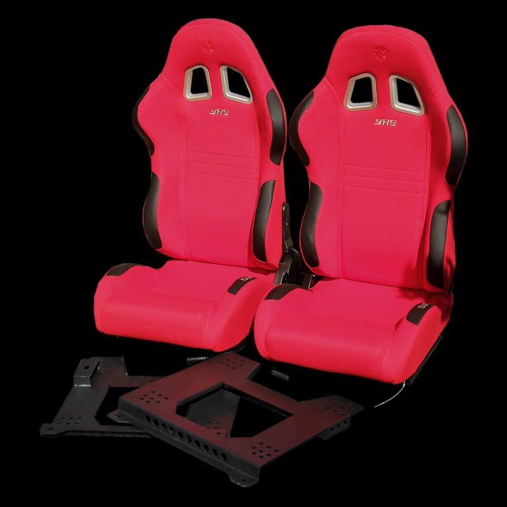 Set of Barbarian Reclining Bucket YAS Racing Seats for 3-Series E46 (all models) BMW, Red Felt, Track, Race, Drift