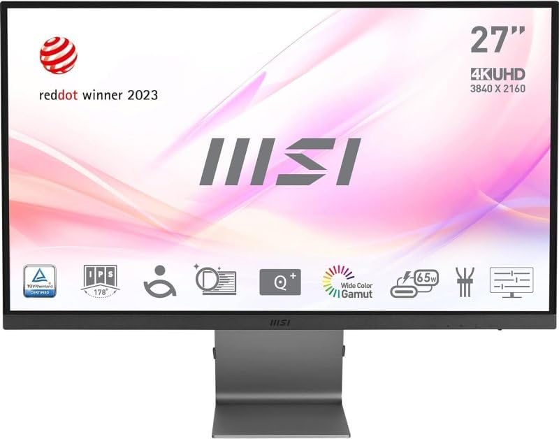 MSI PRO MP273QW E2 27 Inch WQHD Office Monitor - 2560 x 1440 IPS Panel, 100 Hz, Eye-Friendly Screen, Built-in Speakers, Tilt-Adjustable - HDMI 2.0b, DP (1.2a)