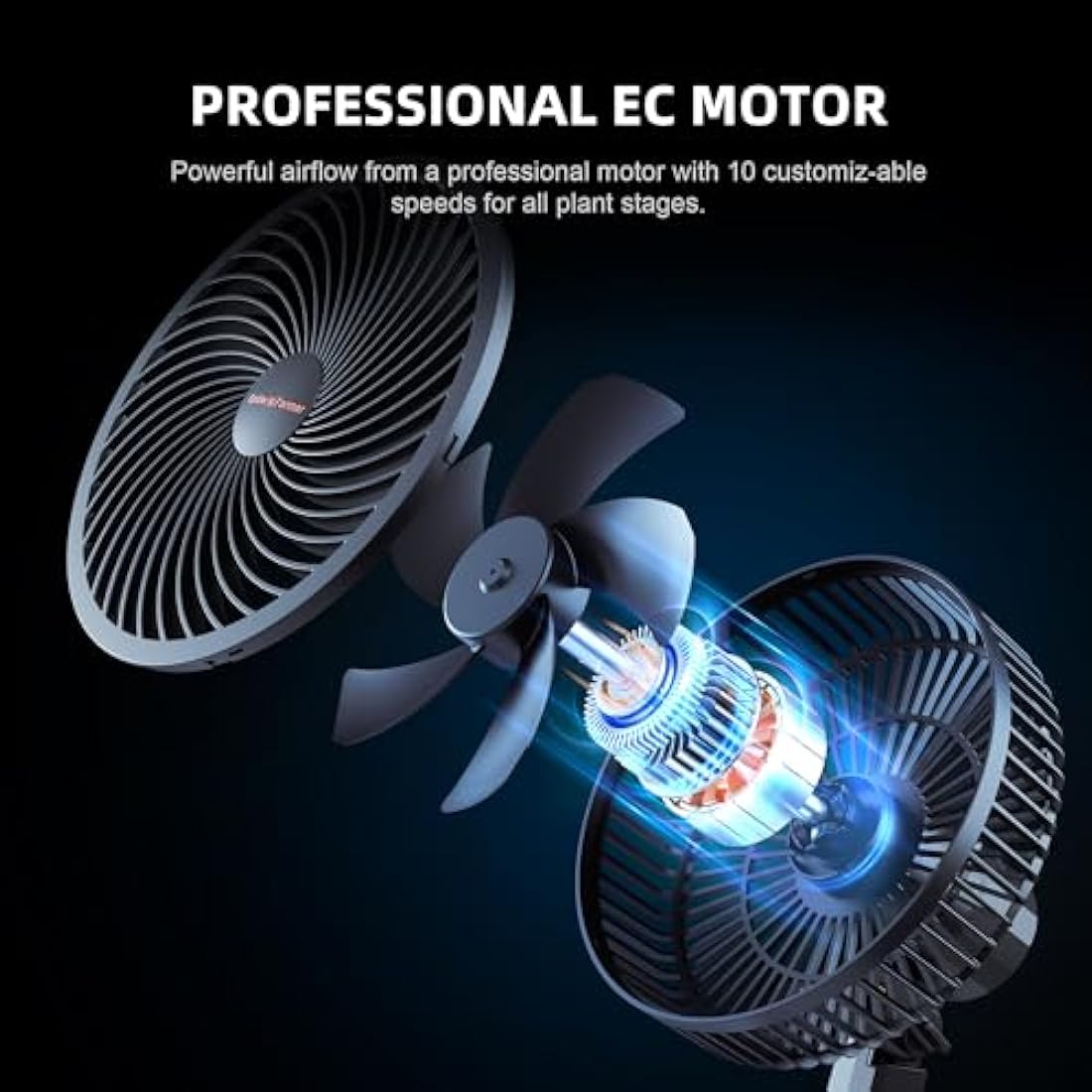 SPIDER FARMER Grow Tent Clip Fan 6” with 10 Dynamic Wind Speeds and 10-Level Oscillation, EC Motor, IP-44 Protection Auto Oscillating Clip Fan Powerful Airflow Low Noise for Ventilation Circulation