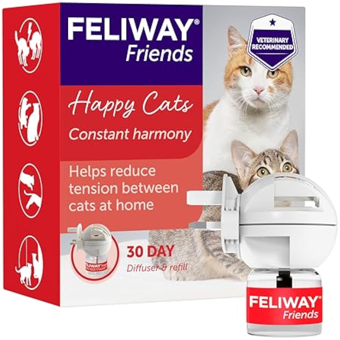 FELIWAY Friends 30 Day Cat Calming Plug In Pheromone Diffuser Starter Kit, 48ml - Helps create harmony and resolve conflict in multi cat households, Veterinary Recommended, Clinically Proven