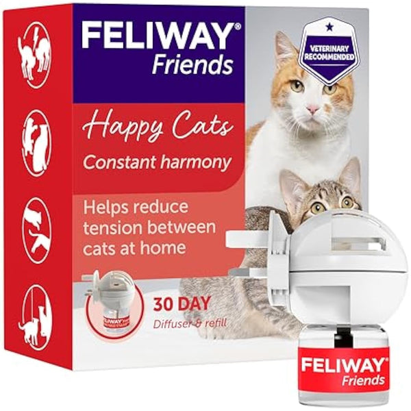 FELIWAY Friends 30 Day Cat Calming Plug In Pheromone Diffuser Starter Kit, 48ml - Helps create harmony and resolve conflict in multi cat households, Veterinary Recommended, Clinically Proven
