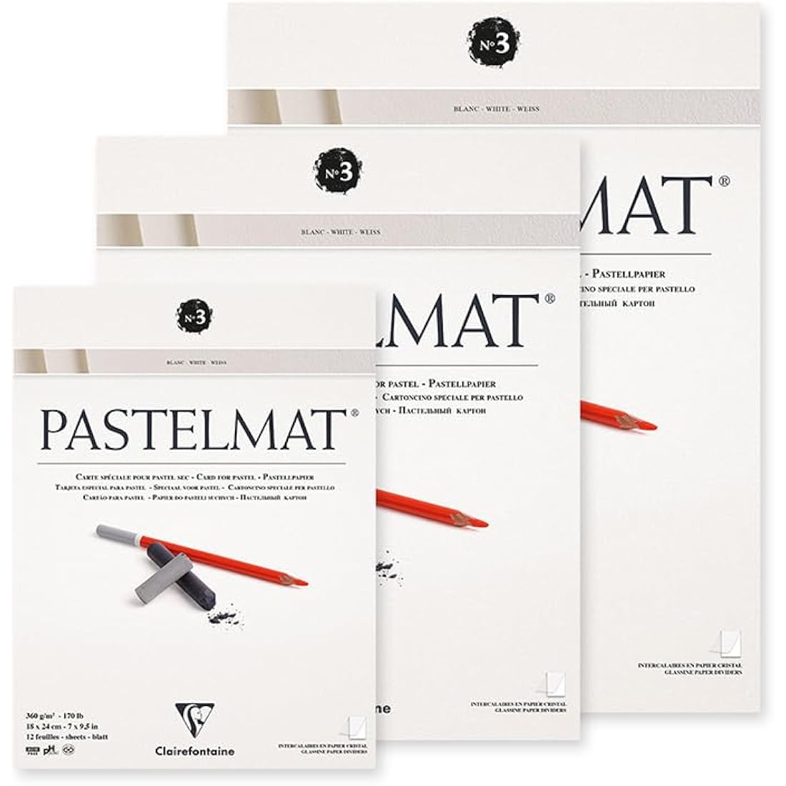 Clairefontaine Pastelmat Pad - White 360g 24x30cm 12 sheets