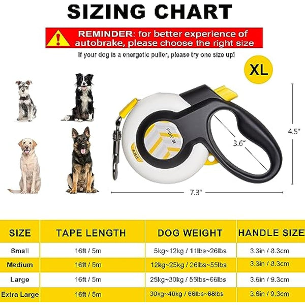 FIDA AutoBrake Retractable Dog Lead, Anti Pull Patented Design for Dog Pulling, 5m Heavy Duty Extendable Dog Lead for Large Dogs, X-Large Size