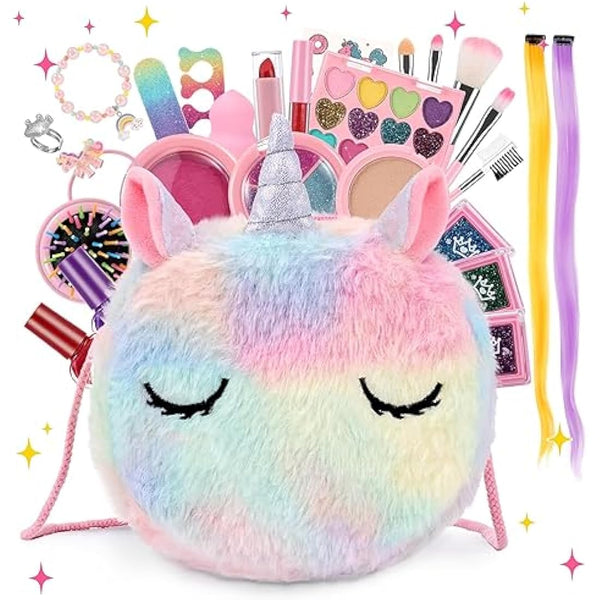 Anpro Pretend Makeup Sets for Girls, Kid-Safe Washable Fake Play Real Make up Set Starter kit, Childrens Princess Pretend Play Toys Presents, Birthday Toys Gift for 3 -12 Years Old Girl