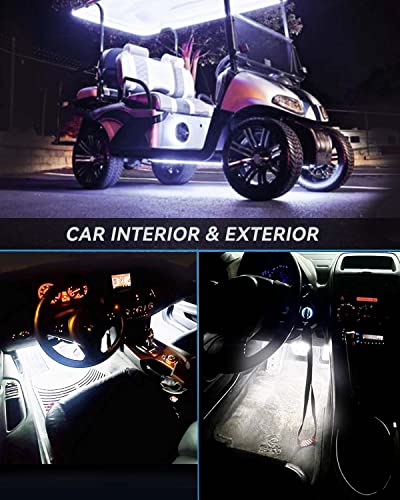 Motorbike Underglow 12V Led Strip Lights Neon Interior Car Lights Connectable Red Led Light Strips 12V for Cars Interior Lights Boat Marine Trucks 4Pack(60cm/24" Red)