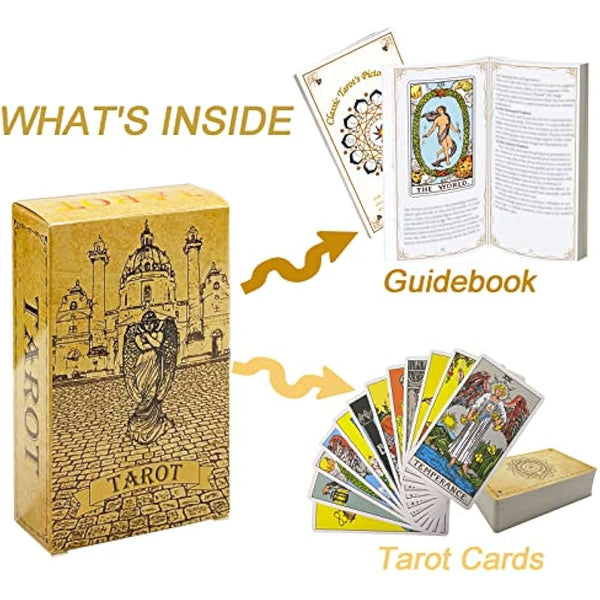 IXIGER Tarot Cards and Book for Beginners Set,Tarot Cards with 165 Page Guide Book,Tarot Cards Deck,78 Pcs Classic Tarot Cards Deck for Beginners and Experts Readers with Black Velvet Pouch Bag