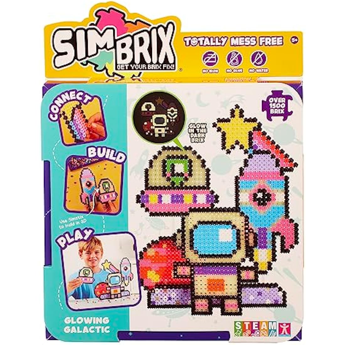 Character Options 07997 Simbrix Theme Pack Glowing Galactic with 1500+ brix Creative Activity STEAM Arts and Crafts Kids’ Toys for Girls & Boys Ages 5 and up