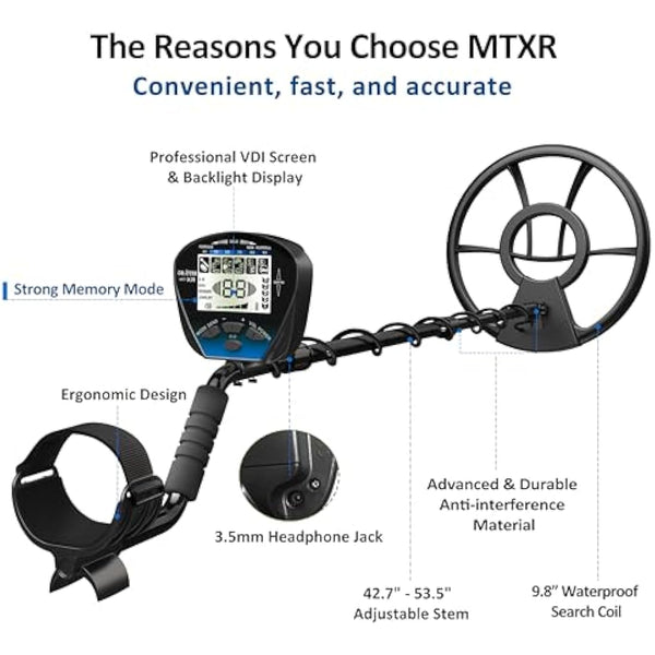 DR.ÖTEK Metal Detector for Adults Professional, Lightweight, Pinpoint & Exclusive Memory Mode, Higher Accuracy, IP68 Waterproof Coil, Bigger Backlit LCD Display, New Advanced DSP Chip