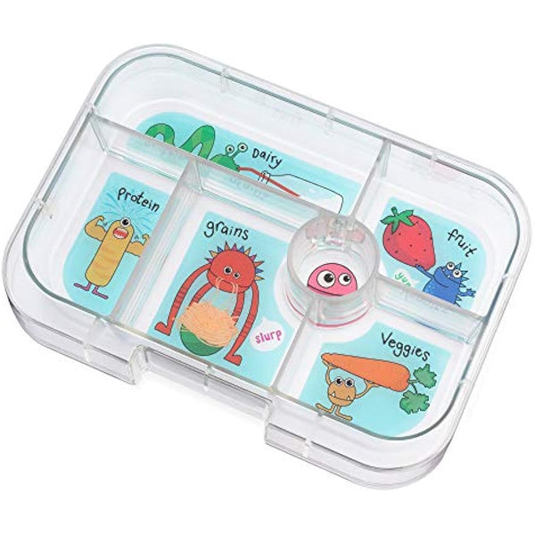 yumbox Original Leakproof Kids Bento Lunch Box, 5 Compartments + Dip Well, Easy-Open Latch, Portion Control, Removable Illustrated Tray, Ages 3-7 (Jurassic Green (Funny Monsters Tray))