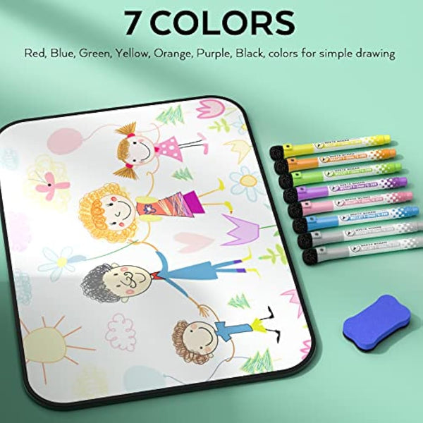 Nicpro Dry Erase Whiteboard A3, Magnetic Double Sided 30 x 42 cm White Board with Black Border, Including 8 Water-Based Pens and 1 Eraser for Kid Writing & Drawing, Student School, Classroom, Home Use