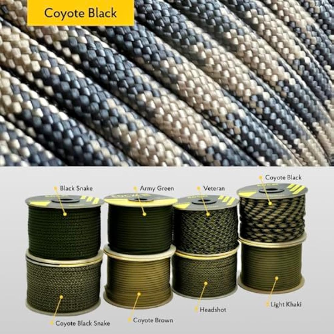 EdcX 4mm Rope 550 - Type III, 100% Rope, 7 Strand Rope, 4mm Rope in Solid Colors