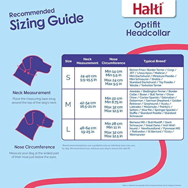 HALTI Optifit Headcollar Size Medium, Dog Head Harness to Stop Pulling on the Lead, Easy to Use, Adjustable & Reflective Head Collar for Dogs, Professional Anti-Pull Training Aid, Black