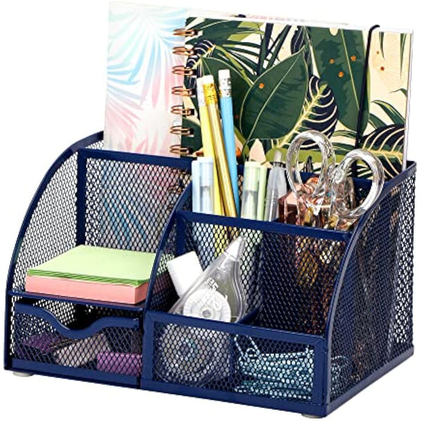 EXERZ Desk Organiser/Mesh Desk Tidy Caddy/Pencil Holder Multifunctional with 7 Compartments