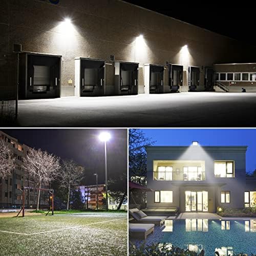 RIGIDON 1 Pcs Outdoor Flood LED Work Light, 200W 20000 Lumens Floodlight, Daylight Cold White Security Lights for Garden Yard Lawn Basketball Football Court Patio Landscape, IP66 Waterproof 6000K