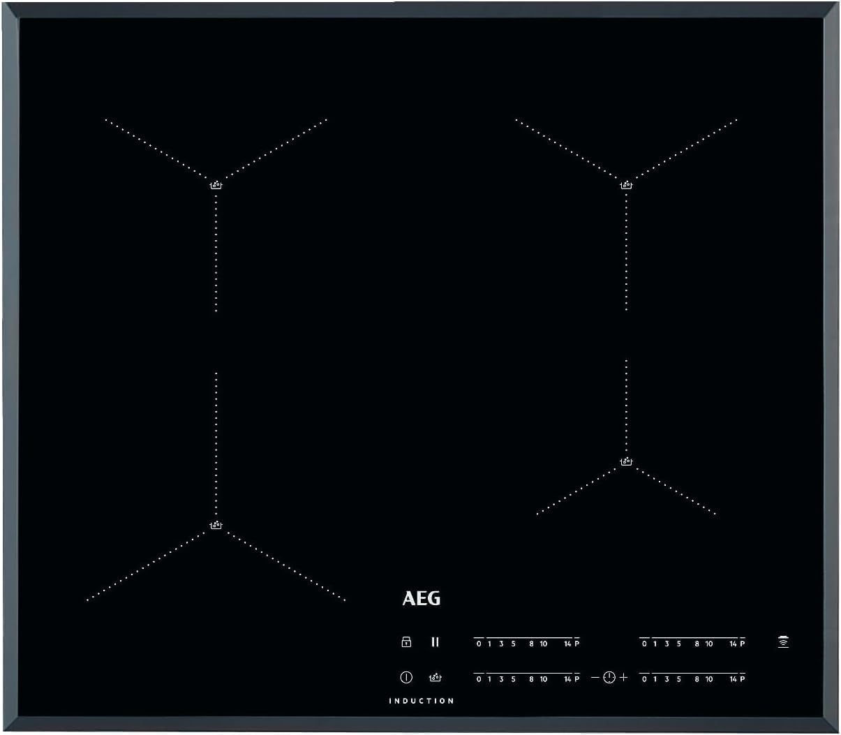 AEG 6000 Series Induction Hob, IKX64441CB, 4 Cooking Zones, 60cm, Bridge Function, Hob2Hood Function, Built-In Hob Timer, Key-lock, 3 Step Residual Heat, Black