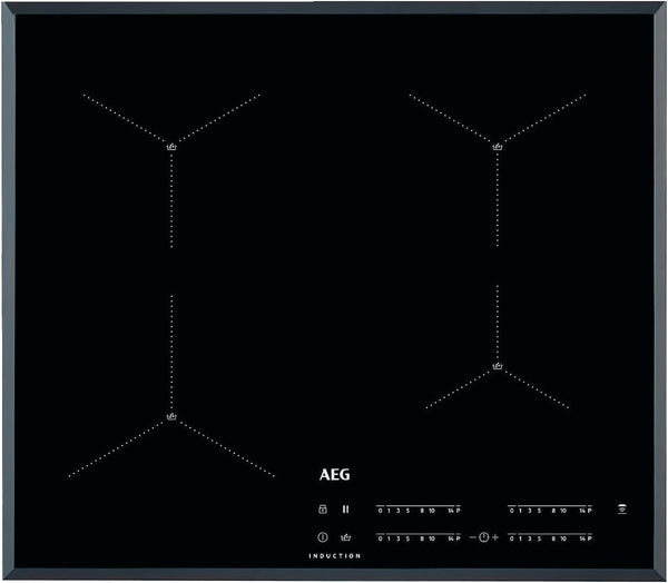 AEG 6000 Series Induction Hob, IKX64441CB, 4 Cooking Zones, 60cm, Bridge Function, Hob2Hood Function, Built-In Hob Timer, Key-lock, 3 Step Residual Heat, Black