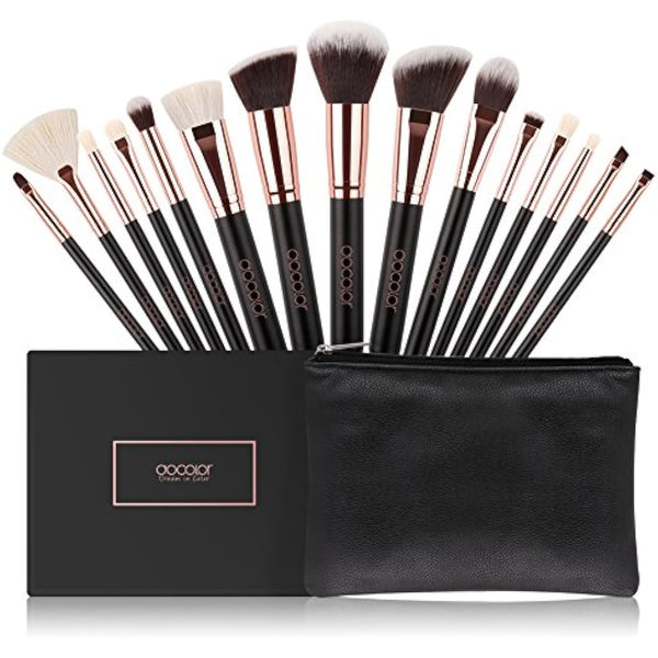 docolor Makeup Brushes 15Pcs Professional Makeup Brush Set with Travel Bag Powder Foundation Concealers Eyeshadow Eyeliner Blending Lip Brush Tools Rose Gold Gift Choice
